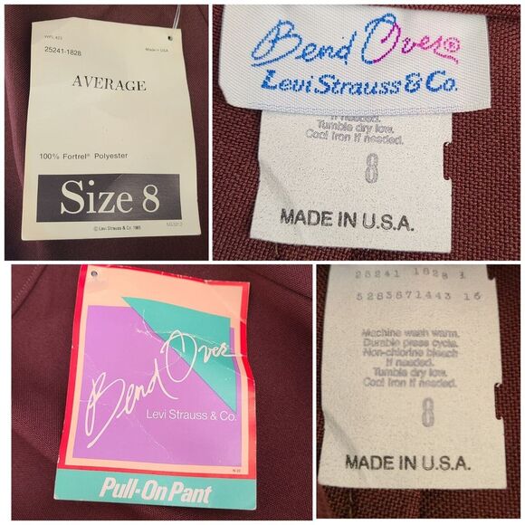 Levis Bend Over Pants Women's Size 8 Brown Pull On Elastic Waist NWT Vintage USA - Picture 7 of 8